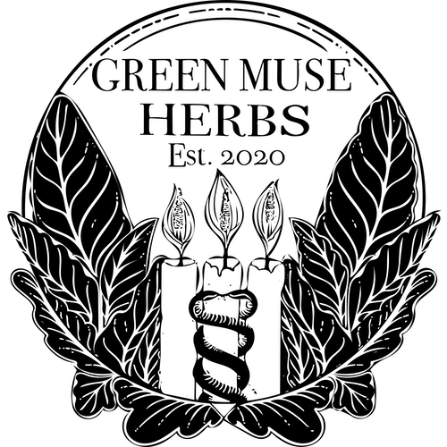 three candles with two snakes wrapped around the one in the centre and leaves on the sides.
